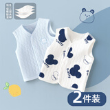 迪迪熊日记（DIDIXIONGRIJI）2件装婴儿马甲春秋款外穿宝宝保暖背心马甲儿童夹棉加厚秋冬马夹3 夹丝棉马甲（蓝色小熊+卡通鼠） 66cm