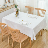 HHI纯棉加厚白色桌布西餐厅咖啡厅酒店餐桌长方形圆桌台布正方形定制 纯棉白色提花 140*200cm