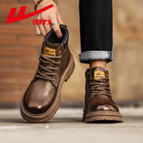 回力马丁靴男士英伦风男鞋秋冬季新款高帮皮鞋厚底工装靴子男款 棕色|2022 42