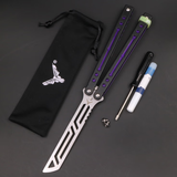 小刀yy 钢鹦鹉螺 夜光配重 轴套螺丝款 蝴蝶刀练习刀未开刃 黑紫