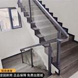 GZ GUO ZHENG楼梯扶手玻璃护栏农村自建房不锈钢阳台栏杆自装室内家用卡槽立柱 黑色内凹槽有扶手立柱850高单支