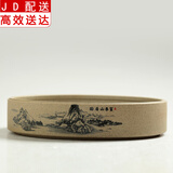 正扬 老岩泥粗陶土茶叶罐大号普洱陶瓷茶罐 茶饼盒 七子饼储存罐 醒茶罐子 粗陶普洱罐接层(无盖)-富春山居图