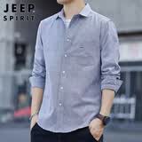 JEEP SPIRIT吉普衬衫男长袖春秋季外套男士商务休闲衬衣潮牌男装上衣服