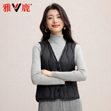 雅鹿2025新款轻薄羽绒马甲女反季特价短款内胆内外穿保暖秋冬季马夹潮 黑色 S 推荐90-100斤