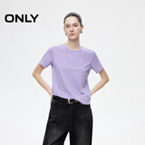ONLY2025秋季新款简约舒适基础纯色圆领正肩短袖T恤女|125101058 C38 禾炎紫色 S (160) 80A