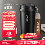 富光拾喜保温杯咖啡杯男女士陶瓷内胆随行杯学生吸管水杯子 黑色520ml