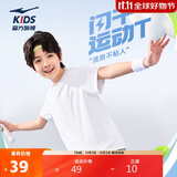 鸿星尔克（ERKE）童装男女童圆领短袖儿童夏季运动针织衫T恤正白150