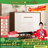凡睿实木鞋柜家用门口换鞋凳一体靠墙可定制入户鞋柜大容量鞋架 【深胡桃+白】120*35*101