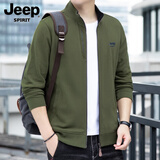 吉普（JEEP）夹克男外套2025春秋季新款纯棉时尚休闲运动宽松大码男装上衣 9002军绿 M(建议110-130斤)