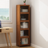 皇威马家用书架置物架多层简易落地小型窄带门书柜客厅竹木收纳储物架子 【长虹门】五层43长书柜