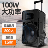 山水（SANSUI）户外K歌专用重低音广场舞拉杆音响便携智能音箱多媒体会议带麦克风15英寸A15电木吉他民谣乐器音箱