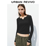 UR2025秋季新款女装时尚休闲简约基础修身T恤UYB450010 黑色 M