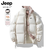 JEEP SPIRIT吉普羽绒棉服男女同款冬季新款休闲棉袄子棉衣滑雪登山外套情侣 SDHW-8889米白色 L 【110-125斤】