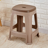 OMGD塑料凳子双色熟胶椅子板凳高凳成人加厚板凳可叠放加厚凳子 深棕色