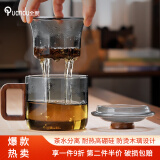 全度高硼硅耐高温办公杯茶杯烟灰色杯子简约带过滤茶水分离玻璃杯迷你 墩墩杯大号烟灰色 450ml 1只