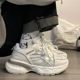 回力老爹鞋女厚底休闲鞋软底透气运动鞋 白灰 37 