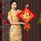 缔卡新年中国结挂件新房客厅高档福字挂饰过年乔迁入户门玄关装饰挂件 20#百福如意金福吊鱼【高87cm】