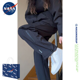 NASAWASSUP潮牌美式户外防风防水冲锋裤子男春夏季三防休闲运动登山工装裤子 黑色 裤脚可调【男女同款】直筒-K33 常规 XL 【建议120-140斤】