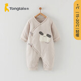 童泰连体衣秋冬薄棉0-6月婴儿衣服男女宝宝家居服蝴蝶衣爬服灰色 52cm