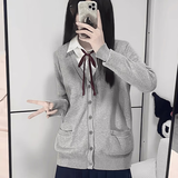 绘诗慧jk针织外套春秋款女装新款2026年秋装外搭开衫JK针织衫薄 日系学院风针织开衫【浅灰色】 M 【建议90-105斤内】