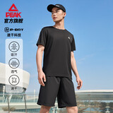 匹克速干运动套装男夏季跑步休闲羽毛球服透气两件短袖短裤男DF142001