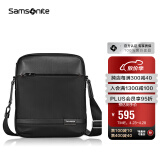 新秀丽（Samsonite）斜挎包精品男士单肩包牛皮革挎包时尚男包休闲实用TN5*09004黑色