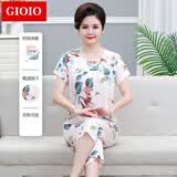 GIOIO2024年新款妈妈睡衣女士棉绸家居服套装中老年人短袖两件套夏季薄 3号色七分裤短袖套装 3XL (120-130斤)