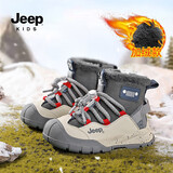 JEEP吉普男童雪地靴防滑冬季2025新款高帮儿童棉鞋中国红/传奇蓝34