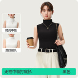 简云莫代尔棉打底衫女内搭纯色半高领背心洋气可外穿白色无袖t恤夏季