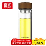 富光男女士双层玻璃杯 高硼硅玻璃304茶隔水杯子 带茶隔泡茶杯320ml