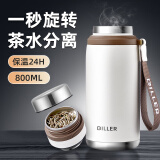 cica保温杯男女士大容量茶水分离304不锈钢大号车载泡茶保冷水杯壶子 白色 800ml 旋转分离大茶仓