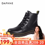 达芙妮（DAPHNE） 马丁靴女2022秋季黑色经典英伦风靴子女短靴女 黑色六孔【加绒】 35