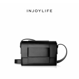 INJOYLIFE斜挎包软皮翻盖简约编织斜跨小方包小众设计百搭小包男女包中性 中号
