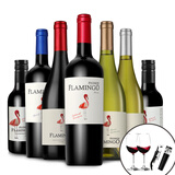 帕斯蒙火烈鸟智利原瓶进口红酒整箱混搭 干红干白半甜白葡萄酒组合装 带酒具