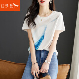 红蜻蜓2025夏季新款女装体恤设计感洋气小衫显瘦休闲宽松上衣短袖t恤女 短袖白色 2XL
