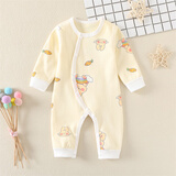 早产儿婴儿衣服低体重早产宝宝连体按扣哈衣小码小码超小纯棉 彩虹兔按钮连四季款 48cm (L) 适合5-6斤早产宝宝