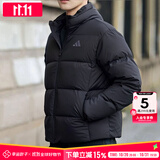阿迪达斯 （adidas）棉服男装 25秋冬新款户外运动防风保暖时尚连帽休闲夹克加厚外套 KC2478/黑色/羽绒服 L