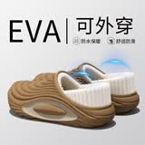 利达妮（TZLDN）防水棉拖鞋男士包跟秋冬季全包毛拖鞋加绒厚底外穿保暖棉鞋男冬天 云褐色 42-43 【适合41-42】
