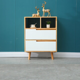 舒歌床头柜实木 原木床头柜卧室小型实木床头柜简易 小床头柜现代简约 80cm高 3层 白色双抽屉
