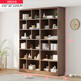 沐铭尔睐实木书柜一体整墙到顶高2米2实木书架落地置物架一体靠墙客厅书橱 【胡桃木色】长150深30高2米2