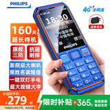 飞利浦（PHILIPS）E6510 老年人手机4G全网通超长待机大电池大屏大声大字老人智能直板按键三防学生专功能机 海军蓝
