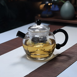 全度（Quandu)提梁蒸煮一体茶壶黑茶白茶壶耐高温明火加厚玻璃茶壶 透明熊猫壶单壶【蒸煮一体设计】