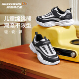 Skechers斯凯奇儿童运动鞋秋冬镭射熊猫鞋轻便防滑大童男女跑步鞋302576L 黑色/白色/BKW/镭射 33.5