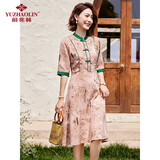 俞兆林妈妈装夏装短袖连衣裙中老年女装婆婆气质裙子女 Y242Q1001