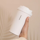 乐扣乐扣（LOCK&LOCK）元气保温杯不锈钢一键式弹跳盖咖啡杯车载商务杯子【年会福利】 白色 400ml