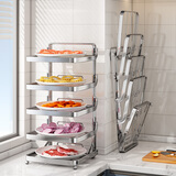 帅仕 厨房置物架可折叠备菜架盘多层配菜架火锅备菜神器厨房收纳用品 五层不锈钢原色【台面款】