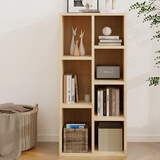 雅美乐书柜组合简易书架落地客厅卧室阳台储物收纳柜 七格柜松木色Y4382