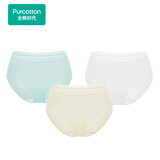 全棉时代新款女式网眼内裤3条装 白露绿+奶油黄+奶白 160