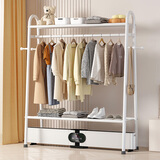 苏沐瞳踢脚线取暖器晾衣架家用烘衣架室内落地烘干挂衣架收纳置物衣帽架 【白色】宽100cm