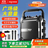 爱国者T52蓝牙音响大音量便携户外K歌广场舞音箱无线收款音响带麦克风U盘TF卡低音炮喇叭扩音器 双麦克风